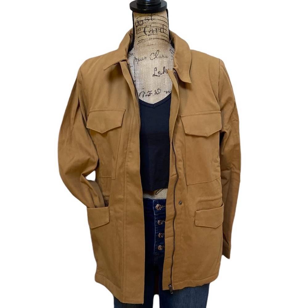 Heyson gold zip up long sleeved shacket